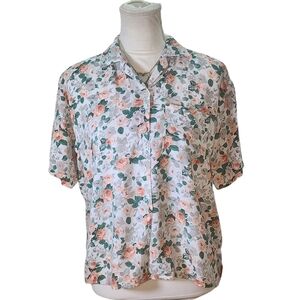 Tangiers. Vintage, short sleeve floralbutton down shirt. Size Large